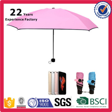 Sonnenschirme rosa Damen Mini UV Schutz 5 Falten Taschenschirm aus China Factory